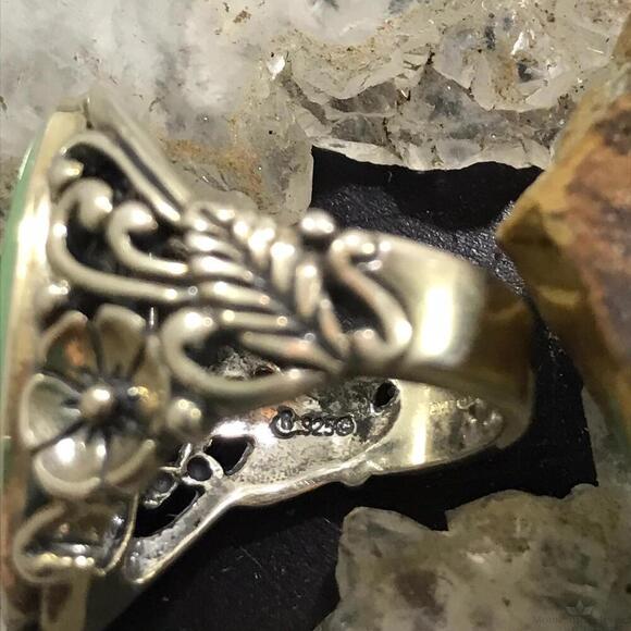 Carolyn Pollack Sterling Silver Elongated Oval Variscite Ring Size 6 For Women - Picture 7 of 10